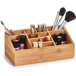 Make-uphouder/organizer 12-vaks kaptafel accessoires bamboe hout 25 x 12 cm - Opbergbox