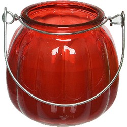 Citronella kaars - glas - rood - 15 branduren - D8 x H8 cm - geurkaarsen