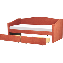 VITTEL - Bed met opberger - Rood - Polyester