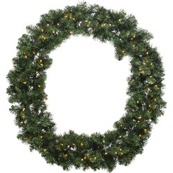 Decoris Kerstkrans - groen - warm wit verlichting - timer - 50 cm - Kerstkransen