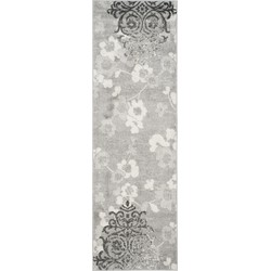 Safavieh Floral Glam Damask Indoor Woven Area Rug, Adirondack Collection, ADR114, in Silver & Ivory, 76 X 244 cm