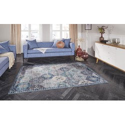 Elle Decoration - Vintage vloerkleed - Ghom - Klassiek - Denim Blauw - 80 X 200 CM