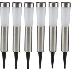 Grundig Prikspot - 6x - solar - tuinverlichting - RVS - 56 cm - Prikspotjes