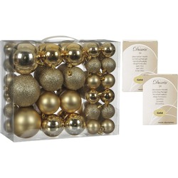 46x stuks kunststof kerstballen goud 4, 6 en 8 cm inclusief kerstbalhaakjes - Kerstbal