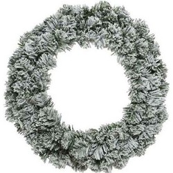 Set van 2x stuks kerst krans groen met sneeuw 40 cm dennenkransen versiering/decoratie - Kerstkransen