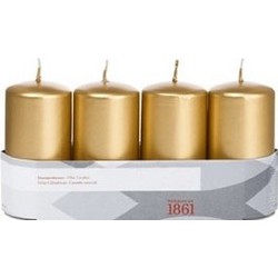 16x Kaarsen goud 5 x 10 cm 18 branduren sfeerkaarsen - Stompkaarsen