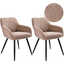 Beliani CASMALIA - Eetkamerstoel-Beige-Bouclé