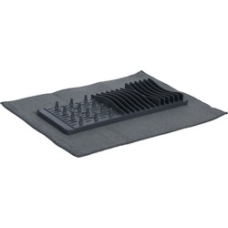 Afwas afdruipmat/afdruiprek set keuken - anti-slip - rubber - grijs - 30 x 40 cm - Afdruiprekken