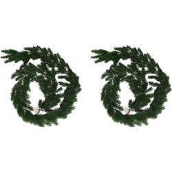 2x Donker groene kerst dennenslingers 180 cm - Guirlandes