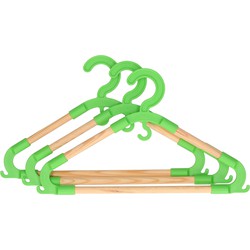 Storage Solutions kledinghangers voor kinderen - 3x - kunststof/hout - groen - Sterke kwaliteit - Kledinghangers