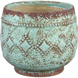 PTMD Jiske Bloempot - 21 x 21 x 17 cm - Terracotta - Groen