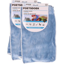 Benson Poetsdoeken - set 4x - extra zacht - microvezel - 2 formaten - blauw - schoonmaken - Vaatdoekjes
