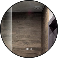Mirlux Badkamerspiegel met LED Verlichting & Verwarming - Wandspiegel Rond - Anti Condens Douchespiegel - Mat Zwart
