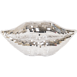Ornament - Disco- Lips - Glass - Silver - 29x10x13,5cm