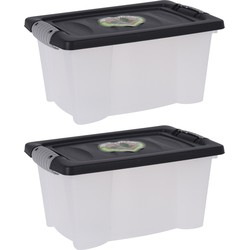 2x Stuks Opbergdozen/organizers met deksel - kunststof - 9 Liter - Opbergbox