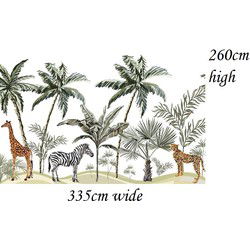 Vliesbehang XL Jungle Dieren 335x260cm - maatwerk