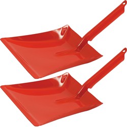 2x stuks kinder stofblikken rood van metaal 13 x 10 cm. - Stoffer en blik