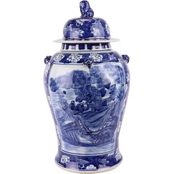 Fine Asianliving Chinese Gemberpot Blauw Wit Porselein Handgeschilderd