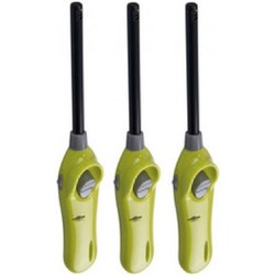 Set van 3x stuks BBQ aanstekers navulbaar lime groen 26 cm - Aansteker bbq