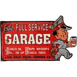 Clayre & Eef Wanddecoratie  50x30 cm Rood Grijs Ijzer Rechthoek Garage Muurdecoratie