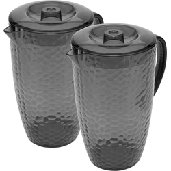 OTIX Kunststof Schenkkan - Set van 2 - Waterkan - met Deksel - Limonadekan - Karaf - Grijs - 2l - ZEPHYR