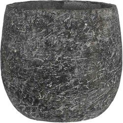 Mica Decorations thomas ronde bloempot antraciet maat in cm: 19 x 21