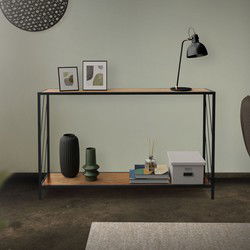 Nachtkastje 120x75 cm met rustiek eiken decor en stalen frame in zwart Laptop tafel ML design