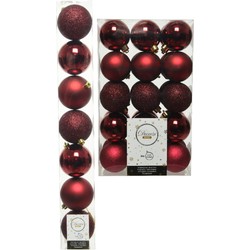 Kerstversiering kunststof kerstballen donkerrood 6-8 cm pakket van 44x stuks - Kerstbal