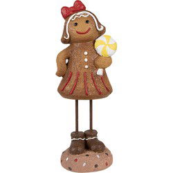 Clayre & Eef Kerstdecoratie Beeld Gingerbread man Bruin Polyresin