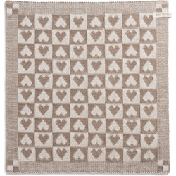 Knit Factory Gebreide Keukendoek - Keukenhanddoek Heart - Ecru/Linnen - 50x50 cm