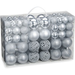 100x stuks kunststof kerstballen zilver 3, 4 en 6 cm - Kerstbal