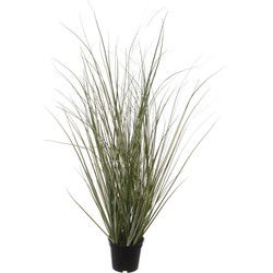Louis maes Kunstplant - siergras - in zwarte kunststof pot - 50 cm - Kunstplanten