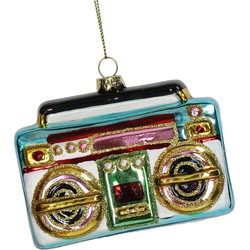 Ornament kerstbal Ghetto Blaster Glas Multi 10.2 cm