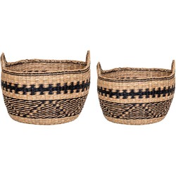 Teba Baskets - Baskets in seagrass, black/nature, round, with handles, set of 2