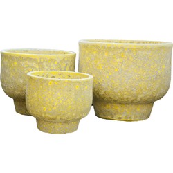 PTMD Bloempot Sanish - 50x50x40 cm - Keramiek - Geel - Set van 3
