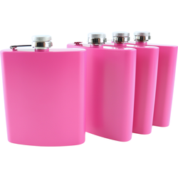 HIXA Heupfles - 4 Stuks - Flacon - Veldfles - RVS - Drinkfles - Platvink - 200ml - Roze