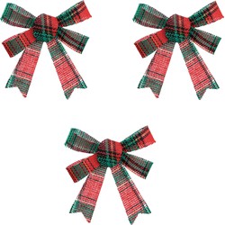 Feeric christmas kerststrikjes - 3x - rood/groen - 14 cm - Kersthangers