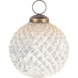 Clayre & Eef Kerstbal  Ø 7 cm Beige Glas Rond Kerstboomversiering