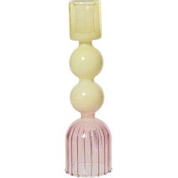 Kandelaar glas d5,5h20 cm multi