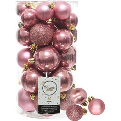 Decoris kerstballen 44x stuks oudroze 3-4-5-6 cm kunststof - Kerstbal