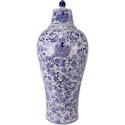 Fine Asianliving Chinese Gemberpot Porselein Blauw Wit Bloemenmotief