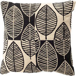 Dutch Decor DAKOTA - sierkussen 45x45 cm - bladmotief - Raven - zwart - Dutch Decor