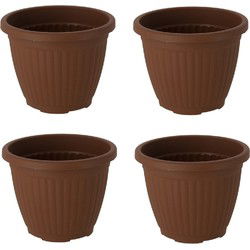 Bloempot Terra voor binnen & buiten - hoogwaardig kunststof - Ø 12.5 x H 10 cm - set 4 stuks
