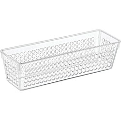 Organizer/opbergmandje - kunststof - transparant - 0.8L - 23 x 7.5 x 6 cm - Opbergmanden