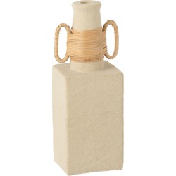 J-line - Vaas Celine Ringen Ovaal Cement Zand Naturel - 13x10x29cm