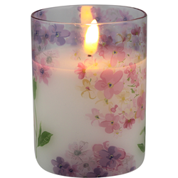LED kaars in glas bloem 10cm roze