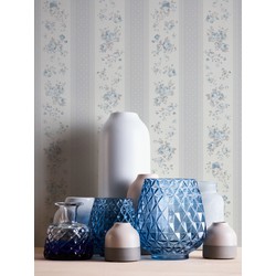 Livingwalls behang bloemmotief grijs, wit en blauw - 53 cm x 10,05 m - AS-390693