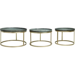 PTMD Fenn Green alu coffee table iron stand round SV3