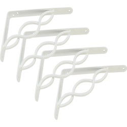 AMIG Plankdrager/steun/beugel Decoratief - 4x - metaal - wit - H150 x B125 mm - Tot 195 kg - Plankdragers