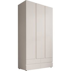 Meubella - Kledingkast Brussel - Wit - 111 cm - Met lades